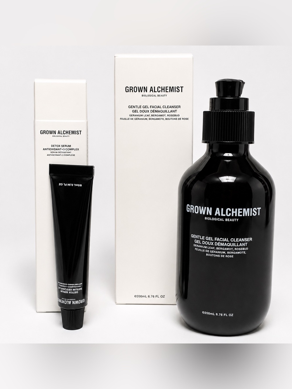 Grown Alchemist Gentle Gel Facial Cleanser 200ml Detox Serum Skincare Set